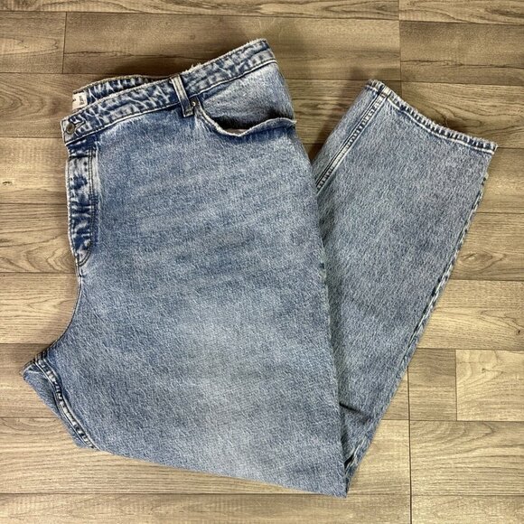 Abercrombie & Fitch Curve Love High Rise Dad Jeans Stone Wash sz 37/24 Long - Picture 2 of 8